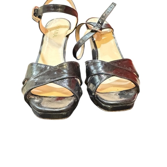 Prada Shoes - Prada Black Sandals with Ankle Straps and Block Heel. Size 8. In ok condition